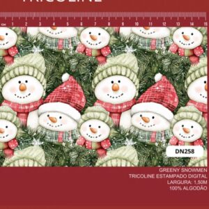 Tricoline 100% algodão Boneco de Neve