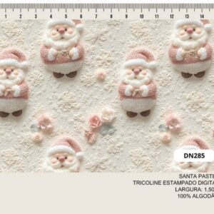 Tricoline 100% algodão Papai Noel