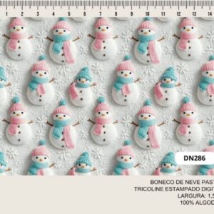 Tricoline 100% algodão Boneco de Neve