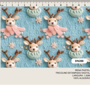 Tricoline 100% algodão Renas Natal