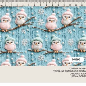 Tricoline 100% algodão Corujas
