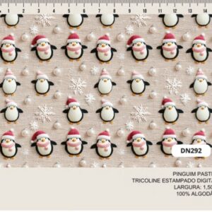 Tricoline 100% algodão Boneco de Neve