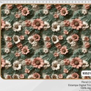 Tricoline 100% algodão Floral Croche