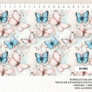 Tricoline 100% algodão Borboletas