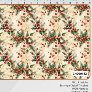 Tricoline 100% algodão Azevinho