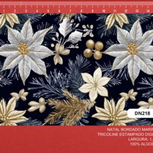 Tricoline 100% algodão Floral Natal