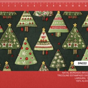 Tricoline 100% algodão Árvores Natal