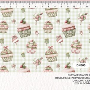 Tricoline 100% algodão Cupcakes