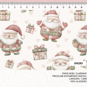 Tricoline 100% algodão Papai Noel