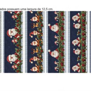 Tricoline 100% algodão Faixa Papai Noel