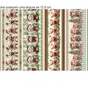 Tricoline 100% algodão Faixa Natal Ursinhos