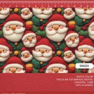 Tricoline 100% algodão Papai Noel