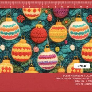 Tricoline 100% algodão Bolas Natal