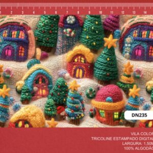 Tricoline 100% algodão Casinhas Natal