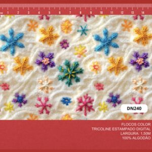 Tricoline 100% algodão Flocos de Neve