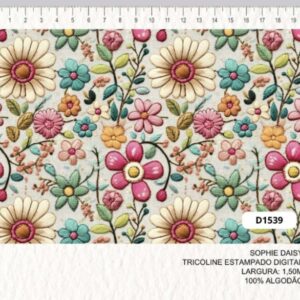 Tricoline 100% algodão Floral