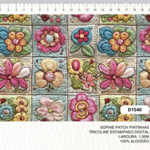 Tricoline 100% algodão Patchwork Flores