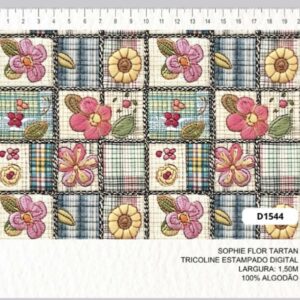 Tricoline 100% algodão Patchwork Flores
