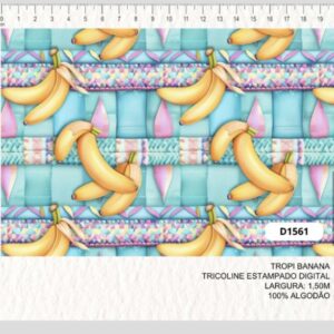 Tricoline 100% algodão Bananas