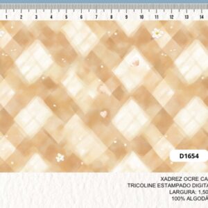 Tricoline 100% algodão Xadrez Ocre