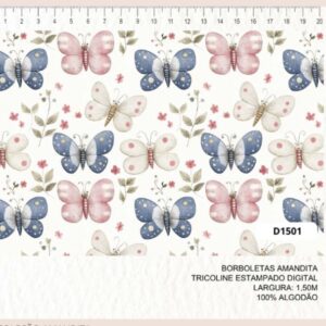 Tricoline 100% algodão Borboletas