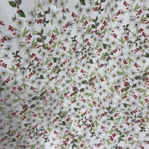 Sarja 100% algodão Barrado Floral Branco