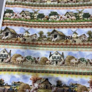 Tricoline 100% algodão Faixa Porquinhos