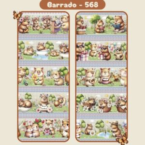 Tricoline 100% algodão Faixa Capivara