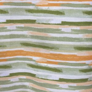 Tricoline 100% algodão Listrado Verde e Laranja