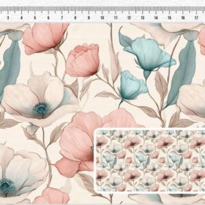 Tricoline 100% algodão Floral Aquarela