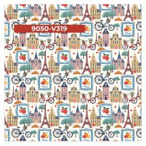 Tricoline 100% algodão Paris Bicicleta