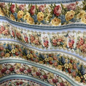 Tricoline 100% algodão Faixa Flores