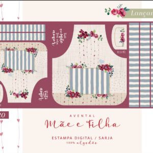 Sarja 100% algodão Avental Mãe e Filha