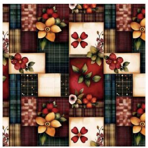 Tricoline 100% algodão Xadrez Flores