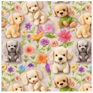 Tricoline 100% algodão Cachorrinhos