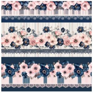 Tricoline 100% algodão Faixa Flores