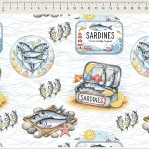 Tricoline 100% algodão Lata Sardinha