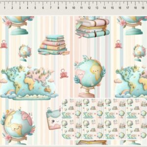 Tricoline 100% algodão Volta as Aulas