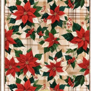 Tricoline 100% algodão Flor Xadrez Natal