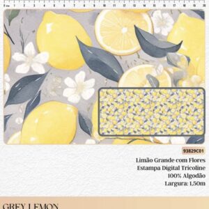 Tricoline 100% algodão Limões