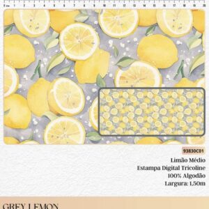 Tricoline 100% algodão Limões