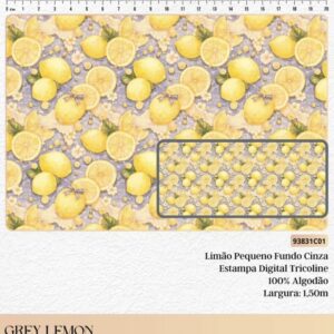 Tricoline 100% algodão Limões