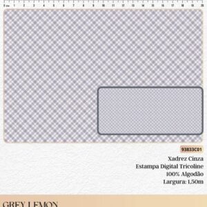 Tricoline 100% algodão Xadrez Cinza