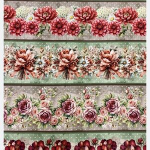 Tricoline 100% algodão Faixa Flores