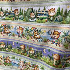 Tricoline 100% algodão Faixa Capivaras