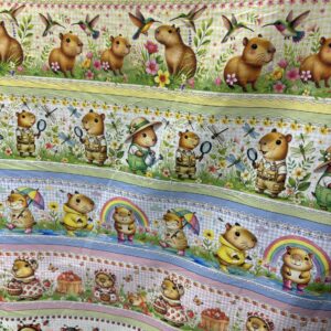 Tricoline 100% algodão Faixa Capivaras