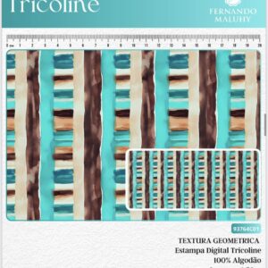 Tricoline 100% algodão Xadrez Tiffany e Marrom