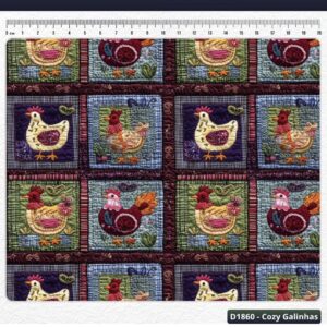 Tricoline 100% algodão Galinhas