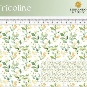 Tricoline 100% algodão Folhinhas
