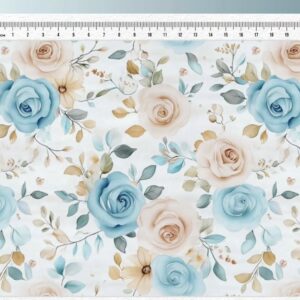 Tricoline 100% algodão Floral Azul